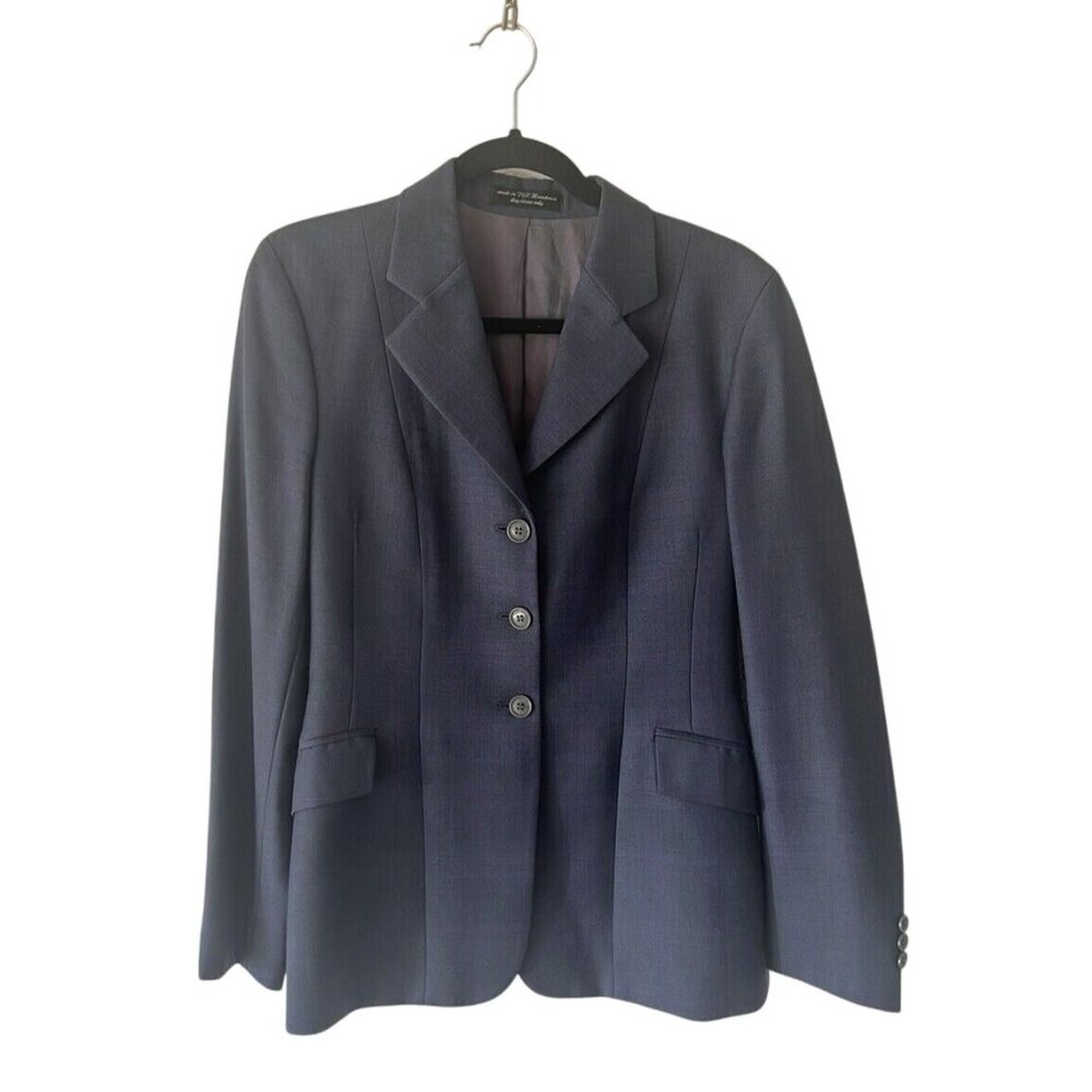 RJ Classic Platinum wool riding jacket womens 8L blue with windowpane plaid eque